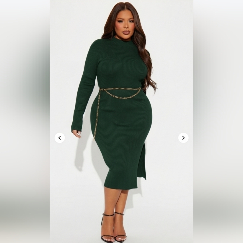 Fashion Nova Lulu Sweater Midi Dress - Hunter Size 1X (NWOT)